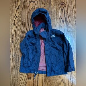 The North Face Kids' Blue Raincoat with Red Lining